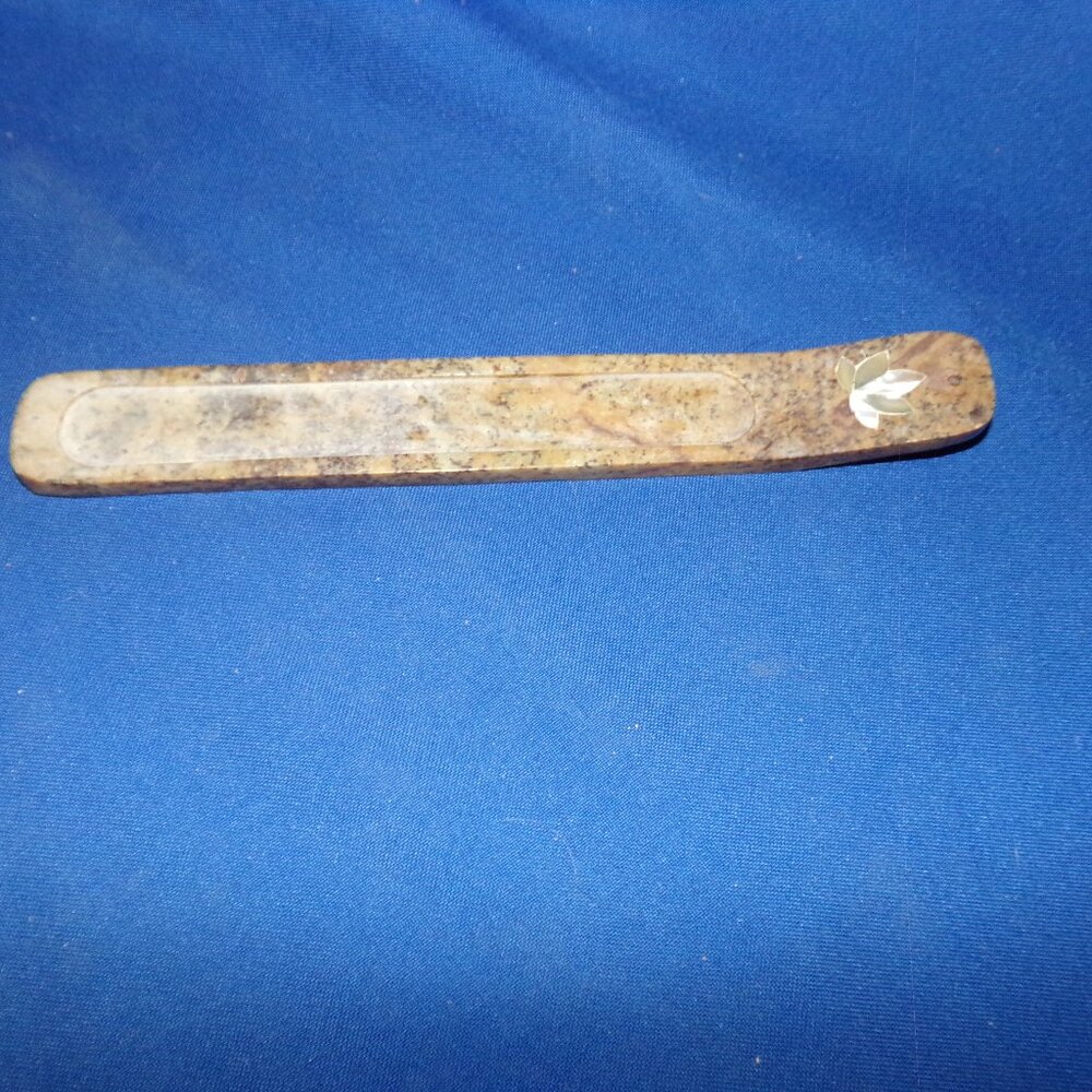 Vintage Carved Stone & Shell Incense Stick Bruner Holder - India